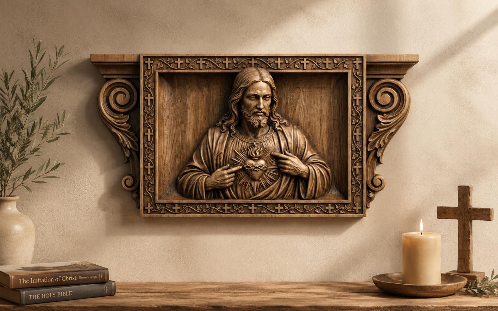 Sacred Heart of Jesus CNC Carving Relief bas-relief STL — view 8