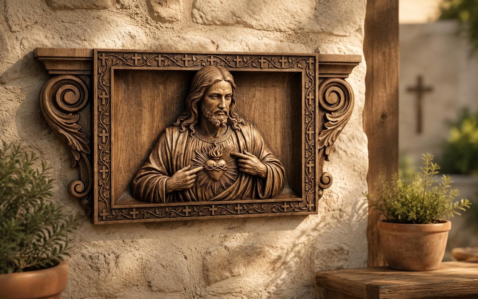 Sacred Heart of Jesus CNC Carving Relief bas-relief STL — view 9