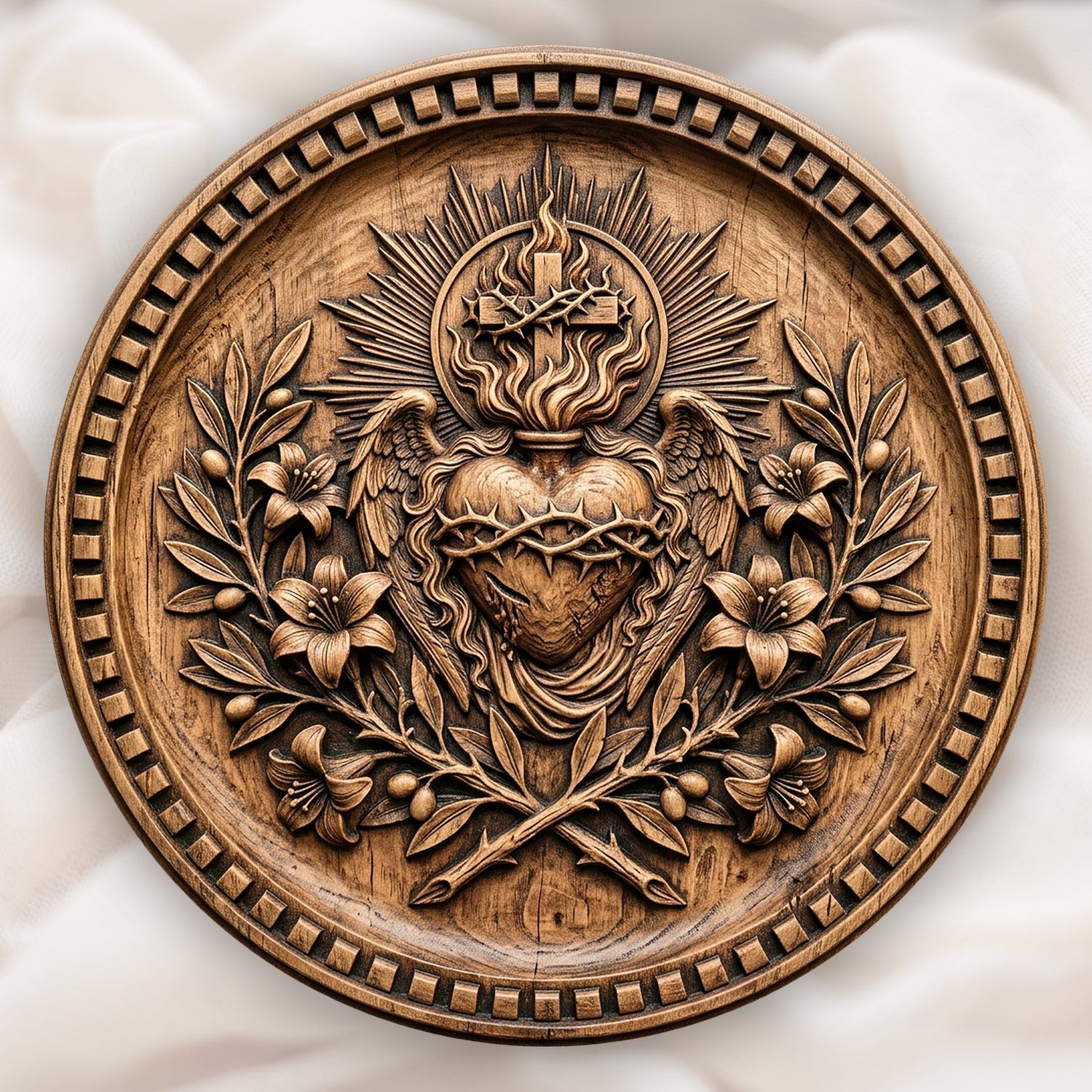 Sacred Heart of Jesus Cross Religious CNC Relief STL bas-relief STL design