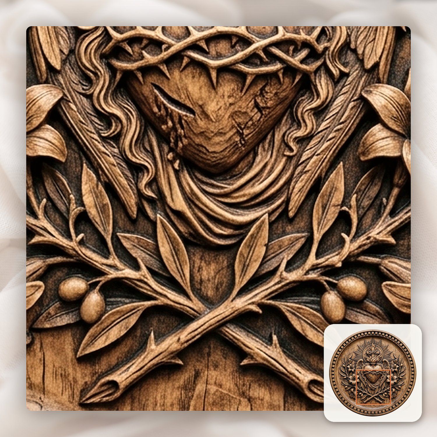Sacred Heart of Jesus Cross Religious CNC Relief STL bas-relief STL — view 12