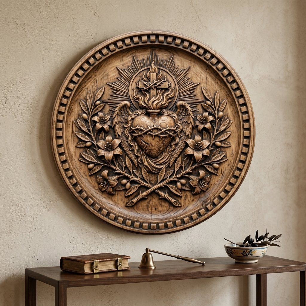 Sacred Heart of Jesus Cross Religious CNC Relief STL bas-relief STL — view 13