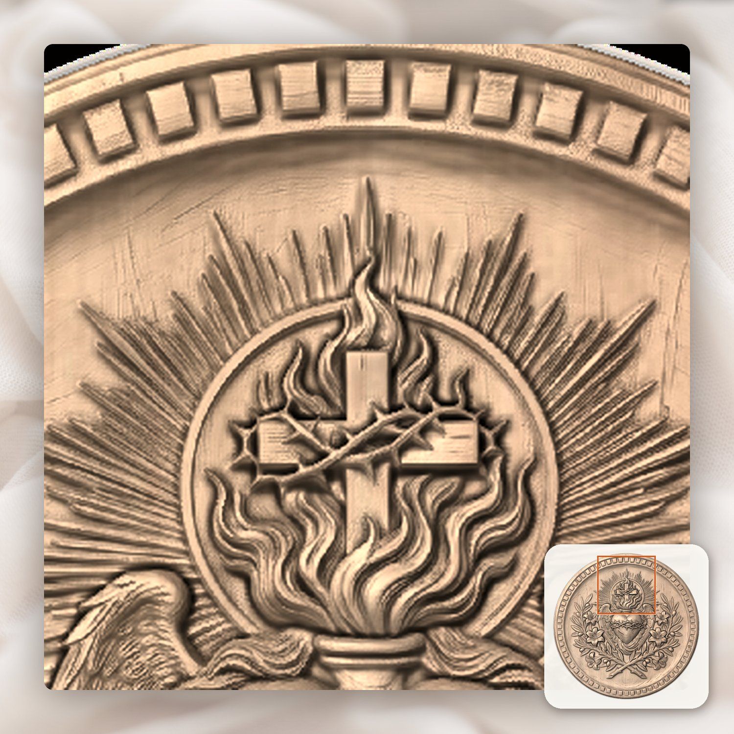 Sacred Heart of Jesus Cross Religious CNC Relief STL bas-relief STL — view 8