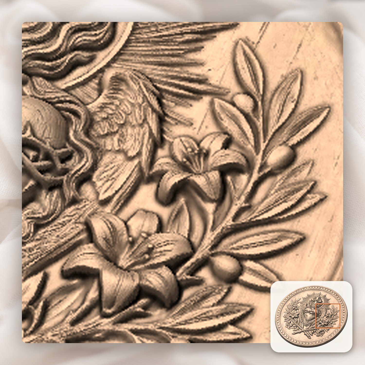 Sacred Heart of Jesus Cross Religious CNC Relief STL bas-relief STL — view 10