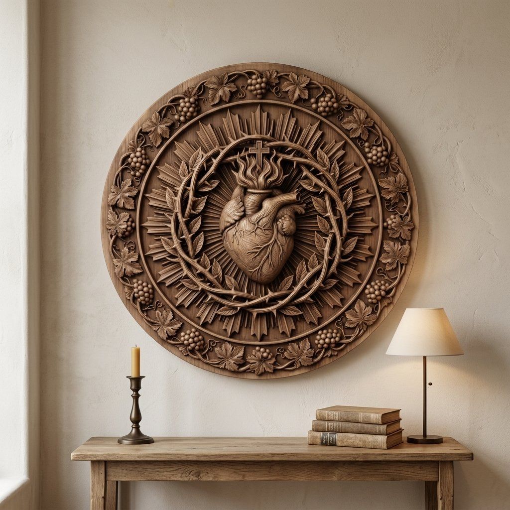 Sacred Heart of Jesus Religious Wall Art CNC Relief STL bas-relief STL — view 13
