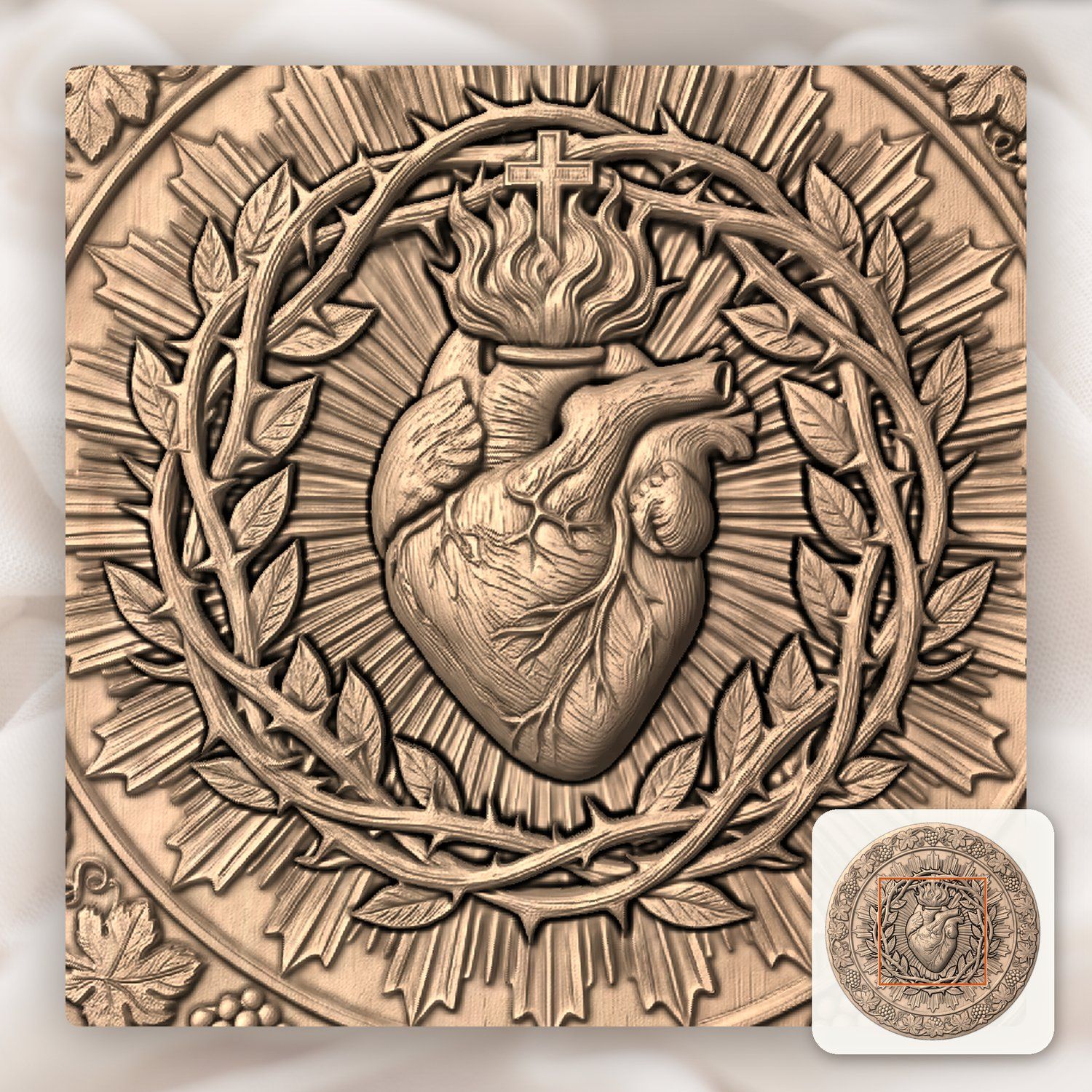 Sacred Heart of Jesus Religious Wall Art CNC Relief STL bas-relief STL — view 6