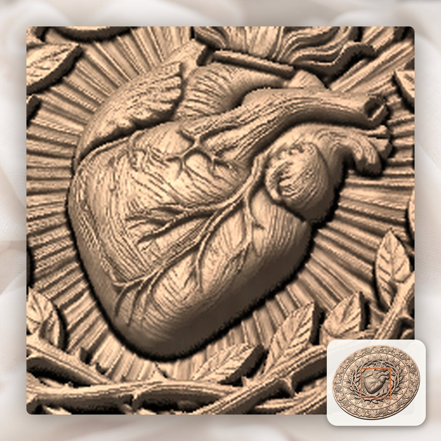 Sacred Heart of Jesus Religious Wall Art CNC Relief STL bas-relief STL — view 9
