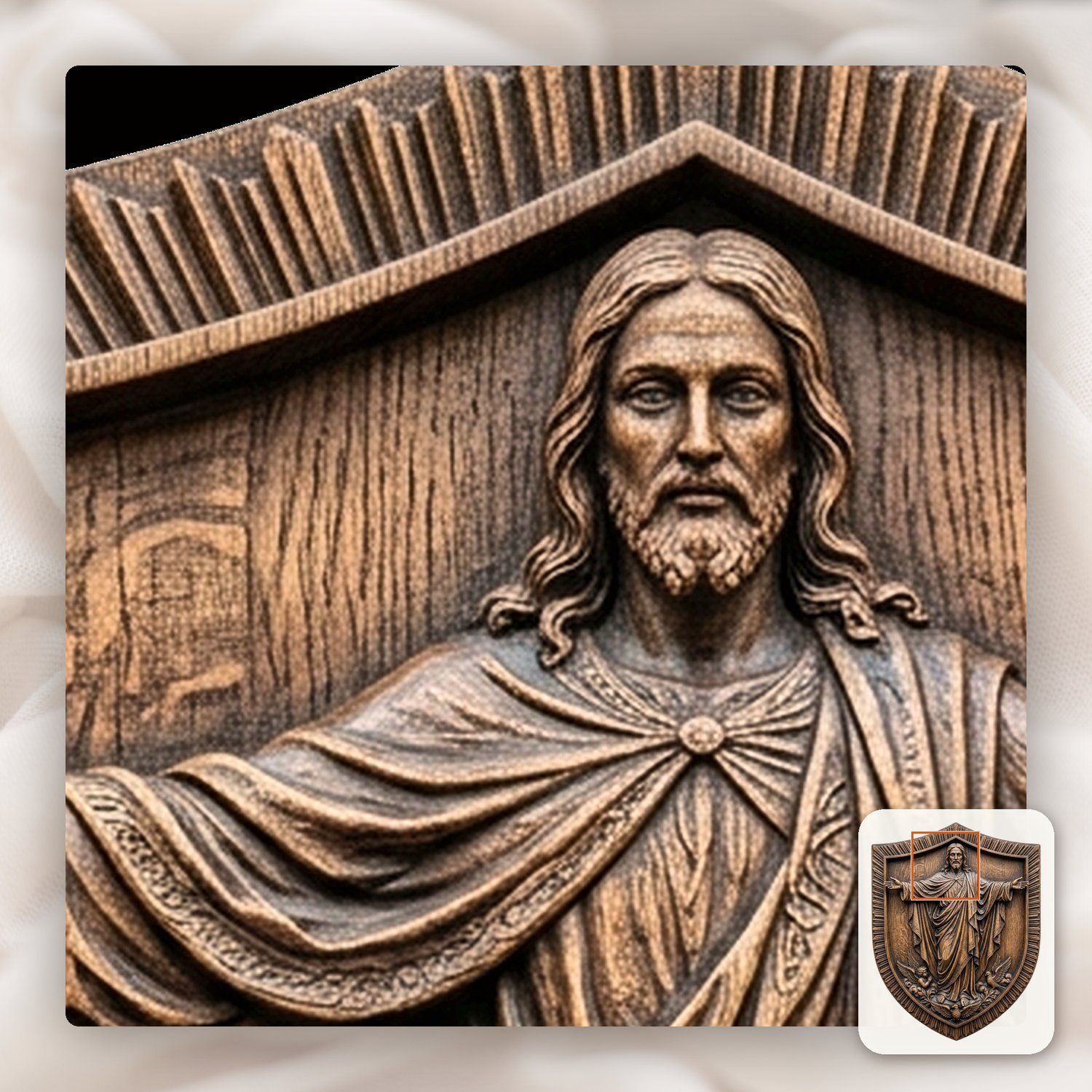 Sacred Jesus Christ Blessing Shield CNC Relief STL bas-relief STL — view 12
