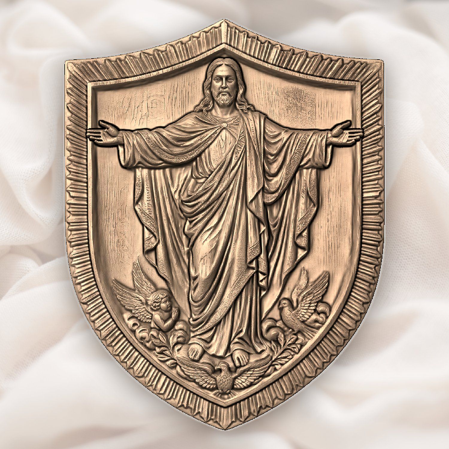 Sacred Jesus Christ Blessing Shield CNC Relief STL bas-relief STL — view 4