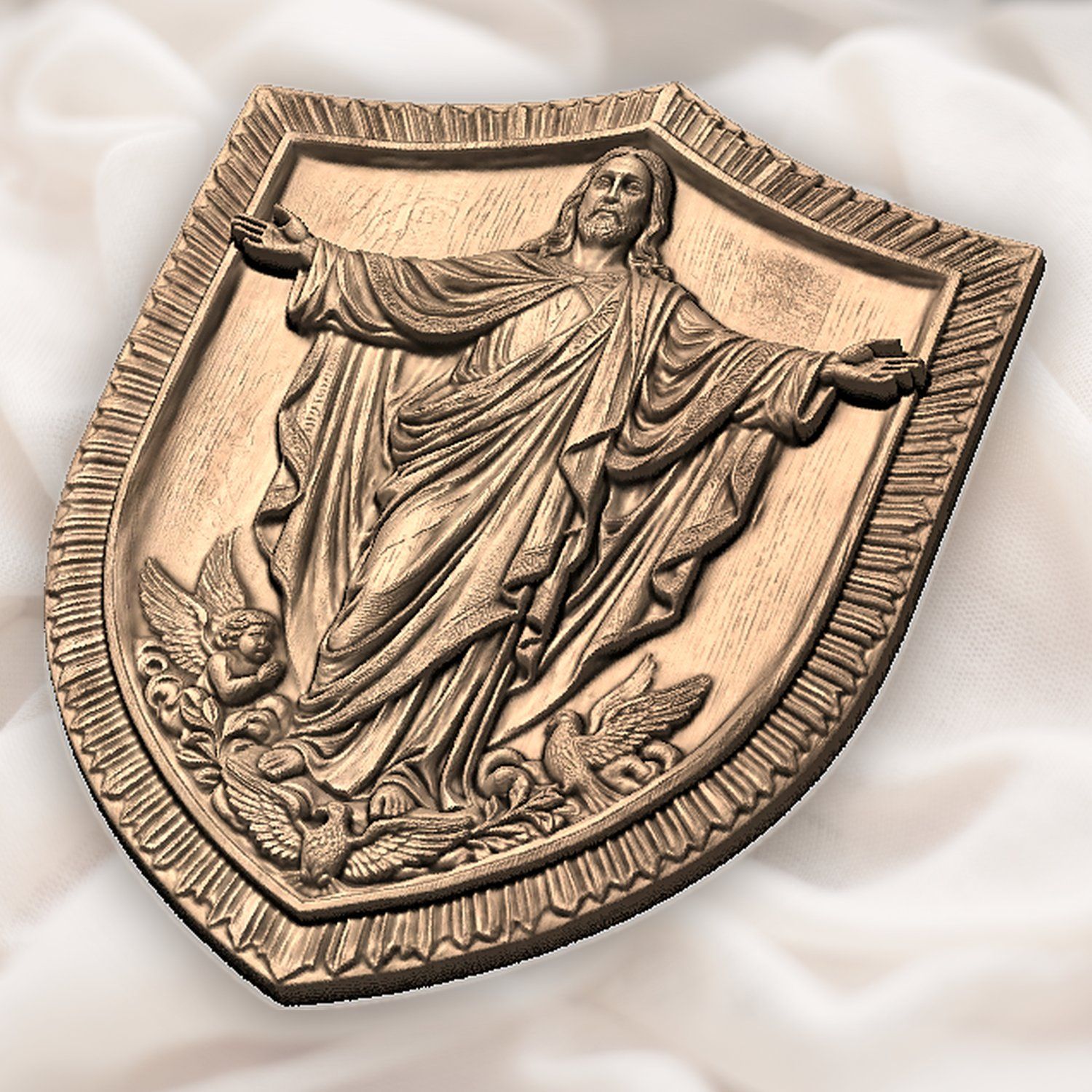 Sacred Jesus Christ Blessing Shield CNC Relief STL bas-relief STL — view 5