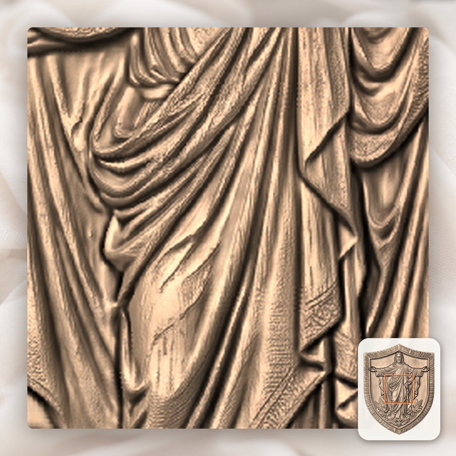 Sacred Jesus Christ Blessing Shield CNC Relief STL bas-relief STL — view 7
