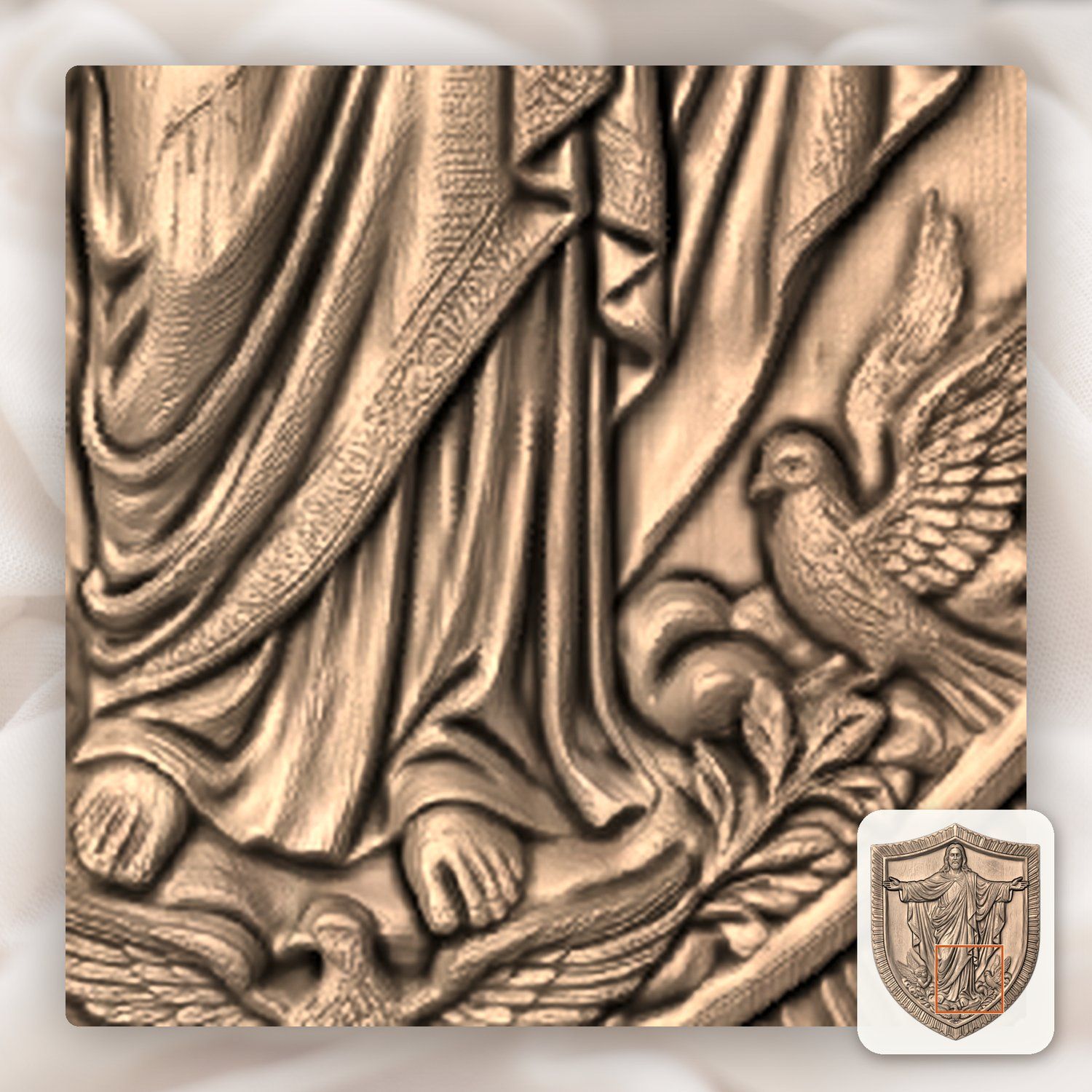 Sacred Jesus Christ Blessing Shield CNC Relief STL bas-relief STL — view 8