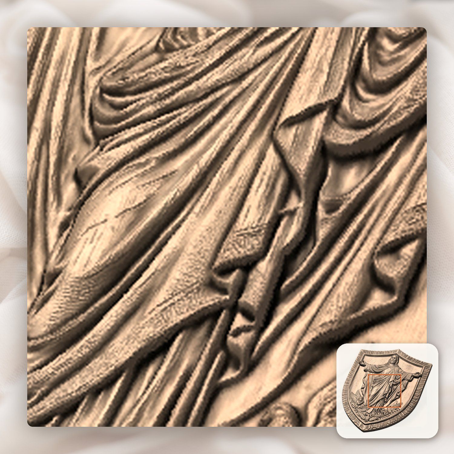 Sacred Jesus Christ Blessing Shield CNC Relief STL bas-relief STL — view 9