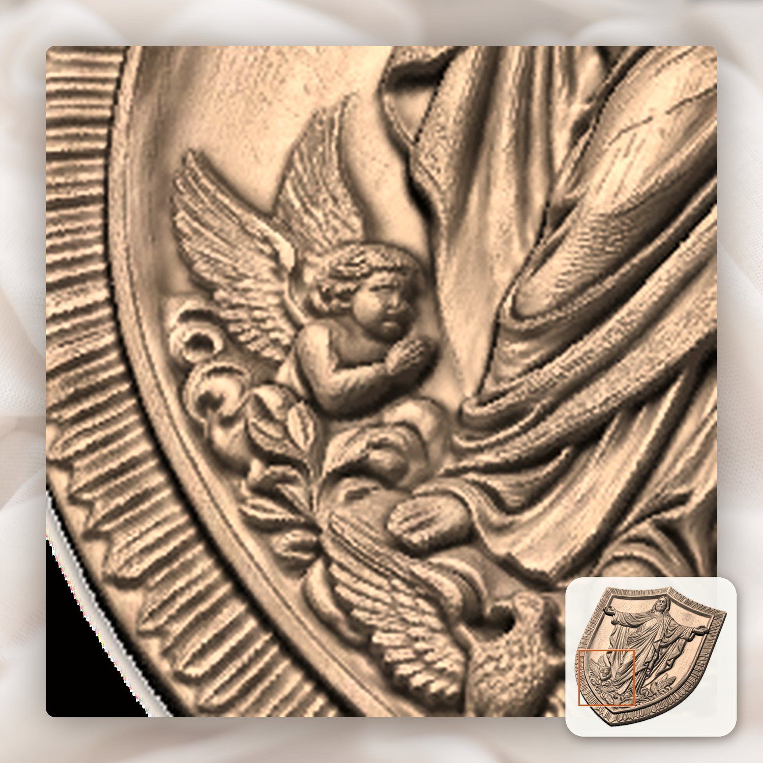 Sacred Jesus Christ Blessing Shield CNC Relief STL bas-relief STL — view 10