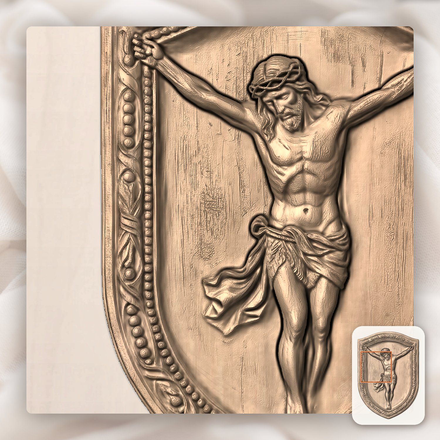 Sacred Jesus Christ Crucifixion Shield CNC Relief STL bas-relief STL — view 6