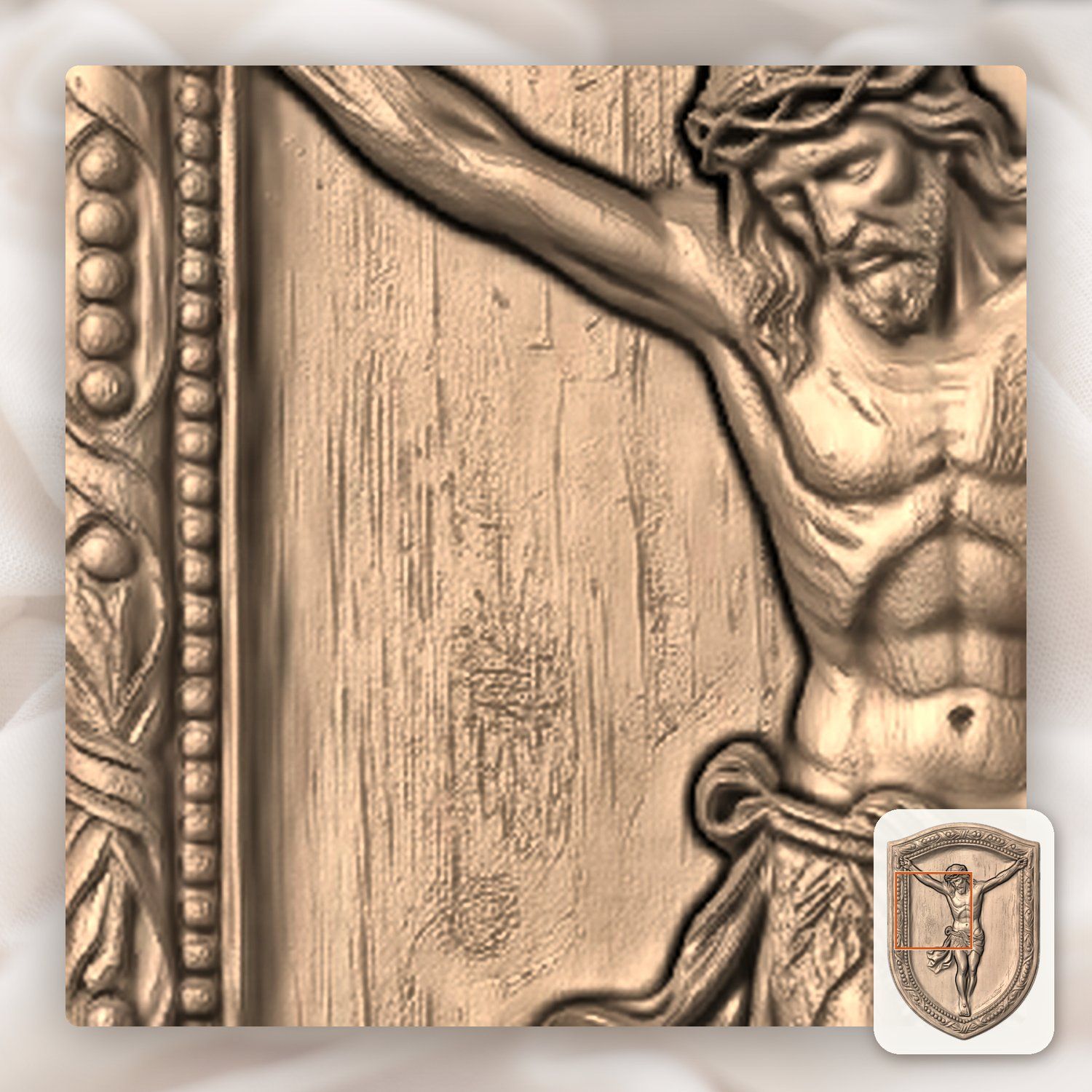 Sacred Jesus Christ Crucifixion Shield CNC Relief STL bas-relief STL — view 7