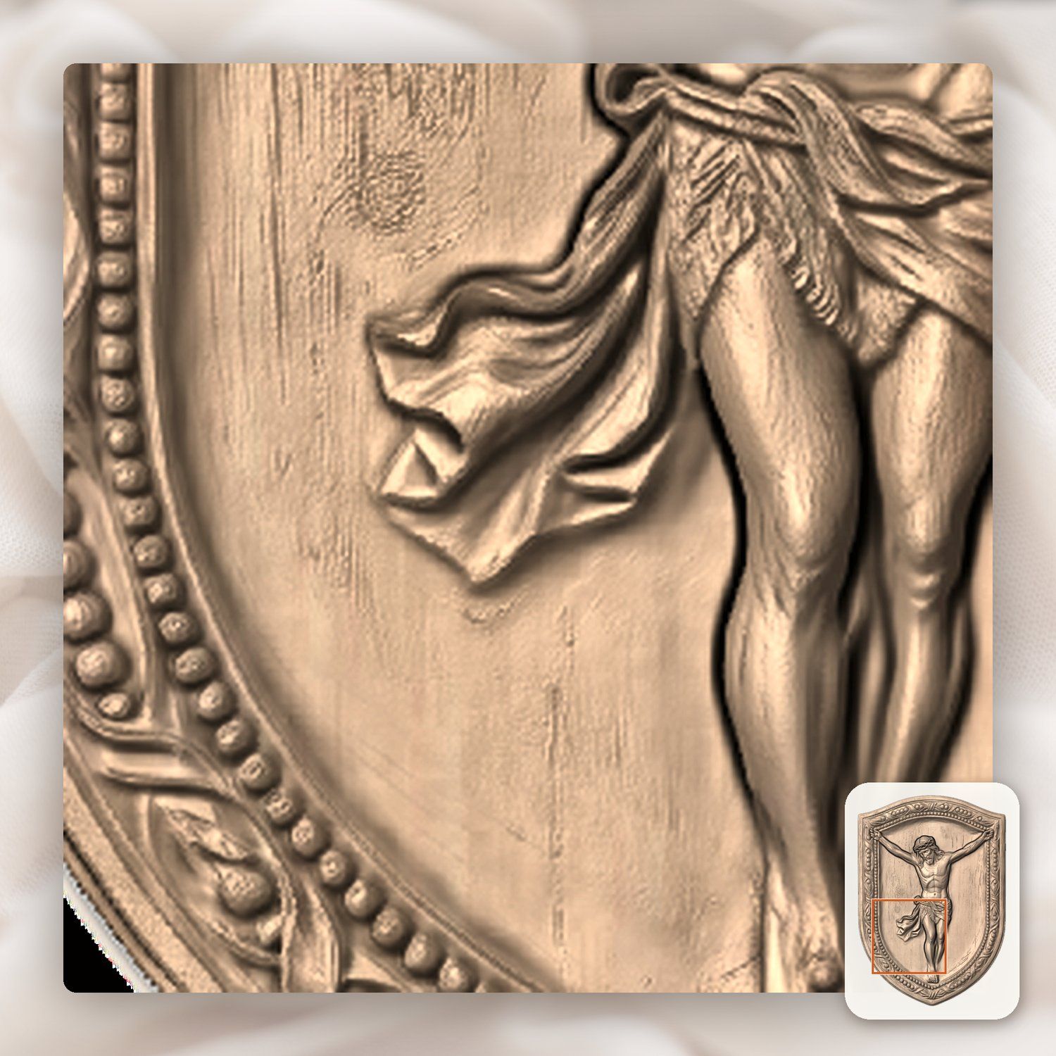 Sacred Jesus Christ Crucifixion Shield CNC Relief STL bas-relief STL — view 8
