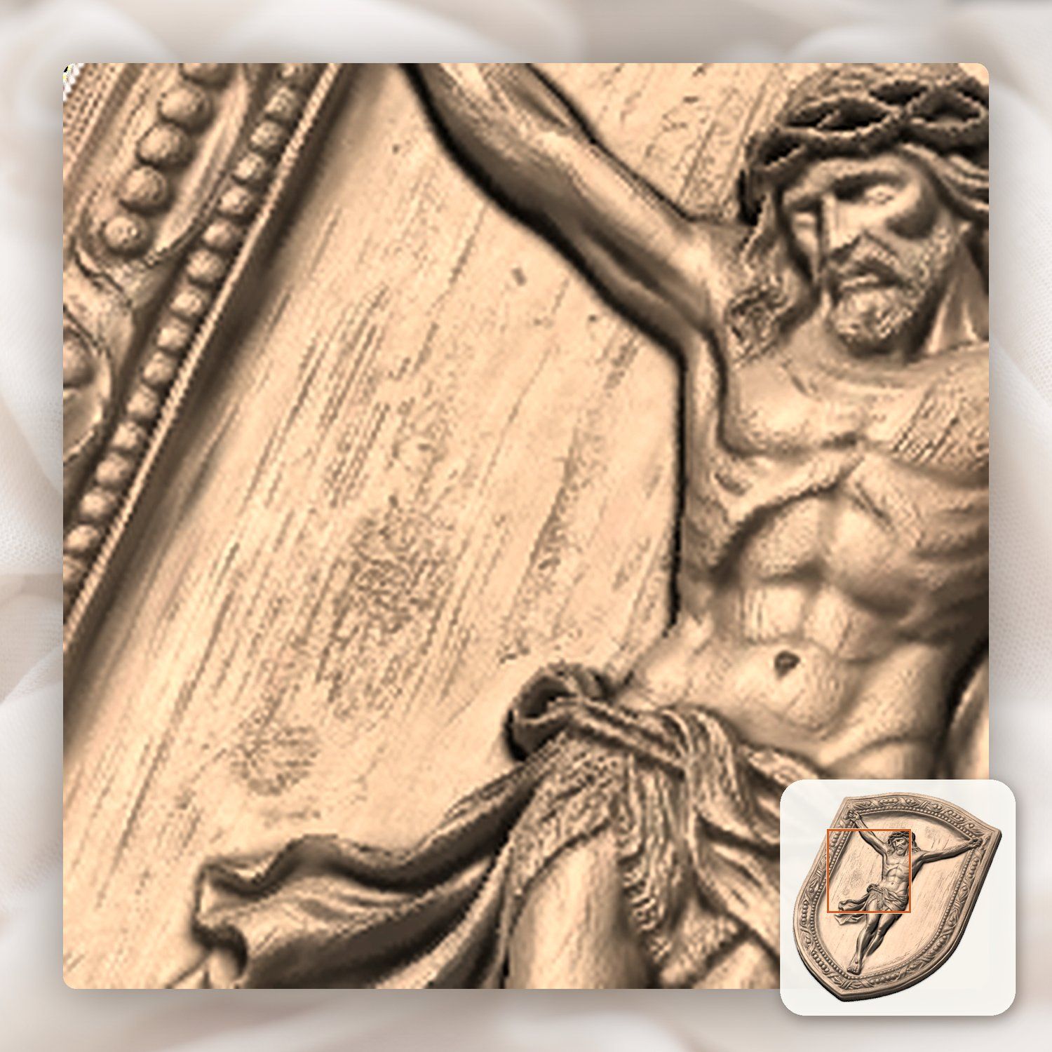 Sacred Jesus Christ Crucifixion Shield CNC Relief STL bas-relief STL — view 9