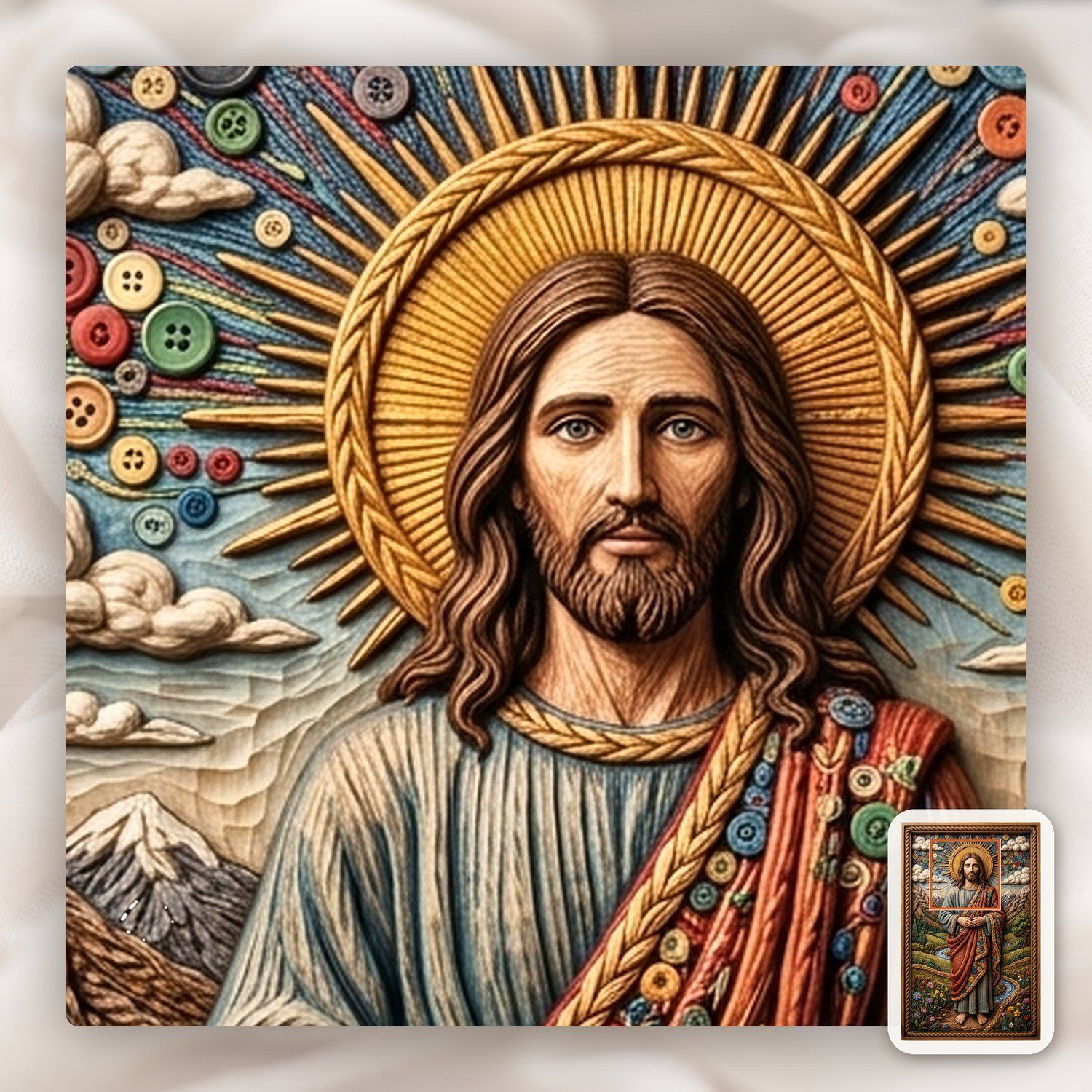 Sacred Jesus Christ Landscape with Buttons CNC Relief STL bas-relief STL — view 12