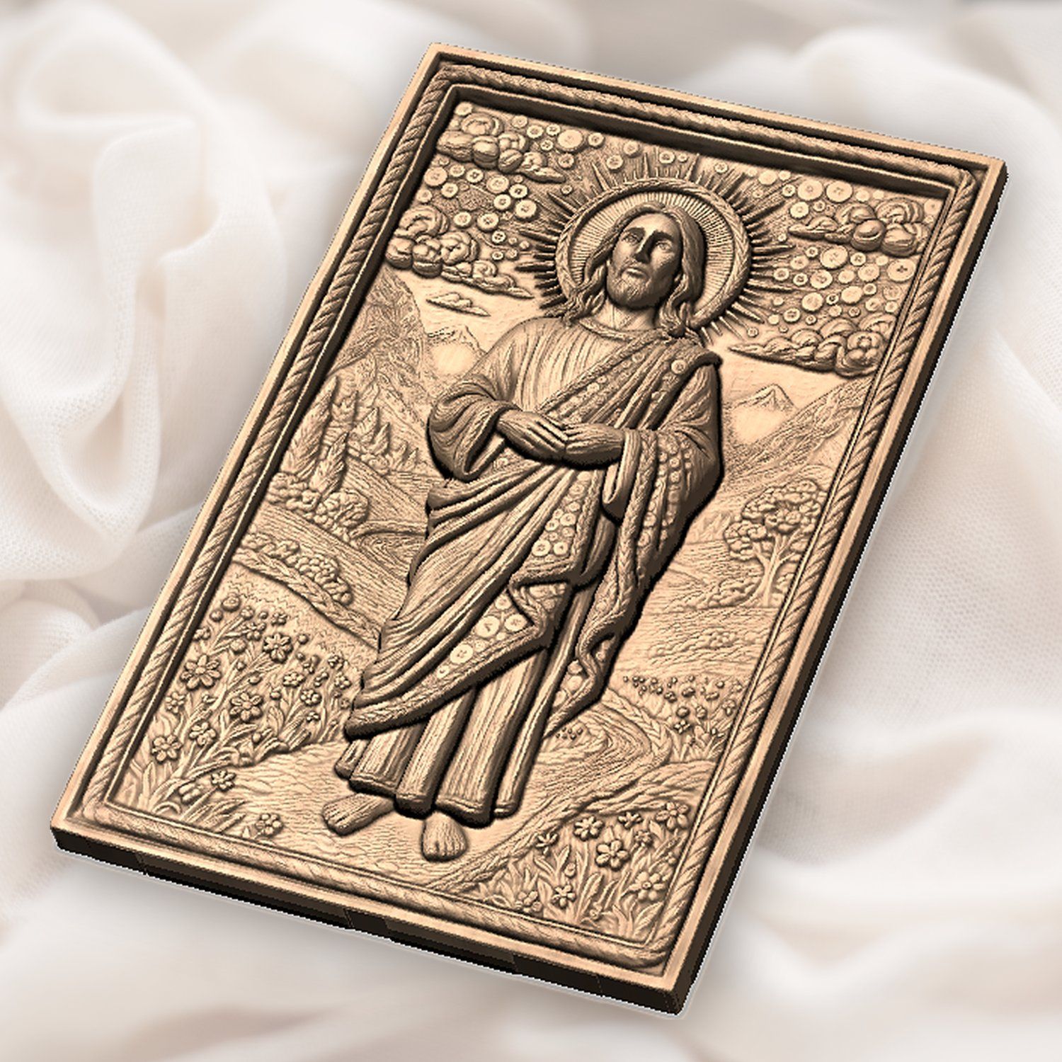 Sacred Jesus Christ Landscape with Buttons CNC Relief STL bas-relief STL — view 6