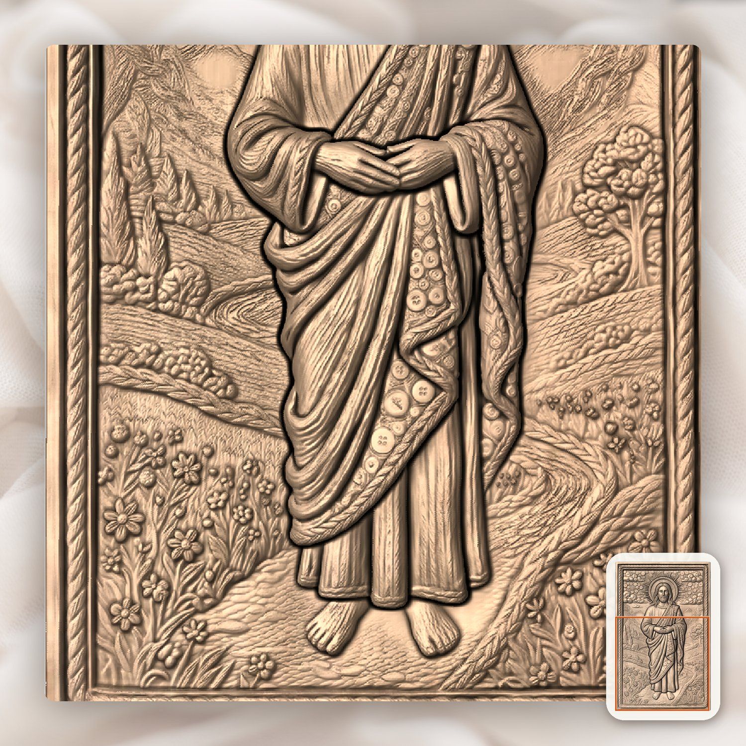 Sacred Jesus Christ Landscape with Buttons CNC Relief STL bas-relief STL — view 9