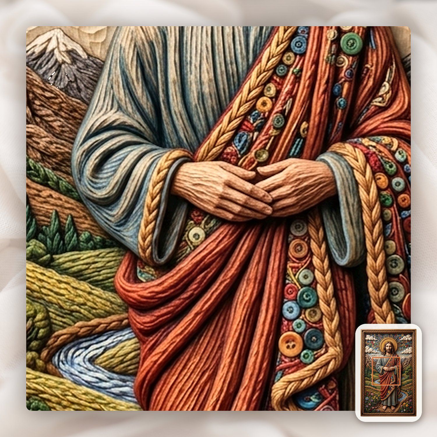 Sacred Jesus Christ Landscape with Buttons CNC Relief STL bas-relief STL — view 11