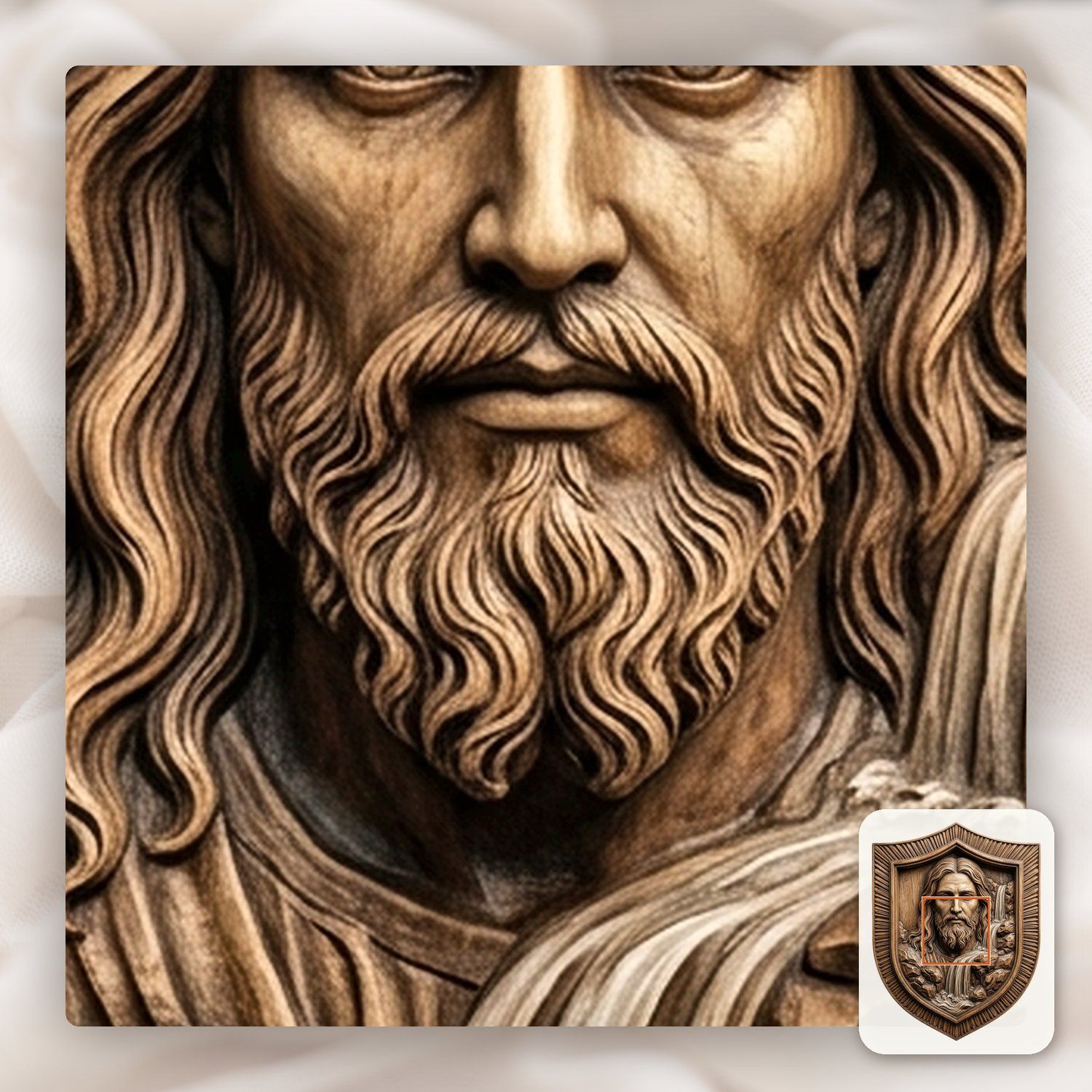 Sacred Jesus Christ Living Water Waterfall Shield CNC Relief STL bas-relief STL — view 11