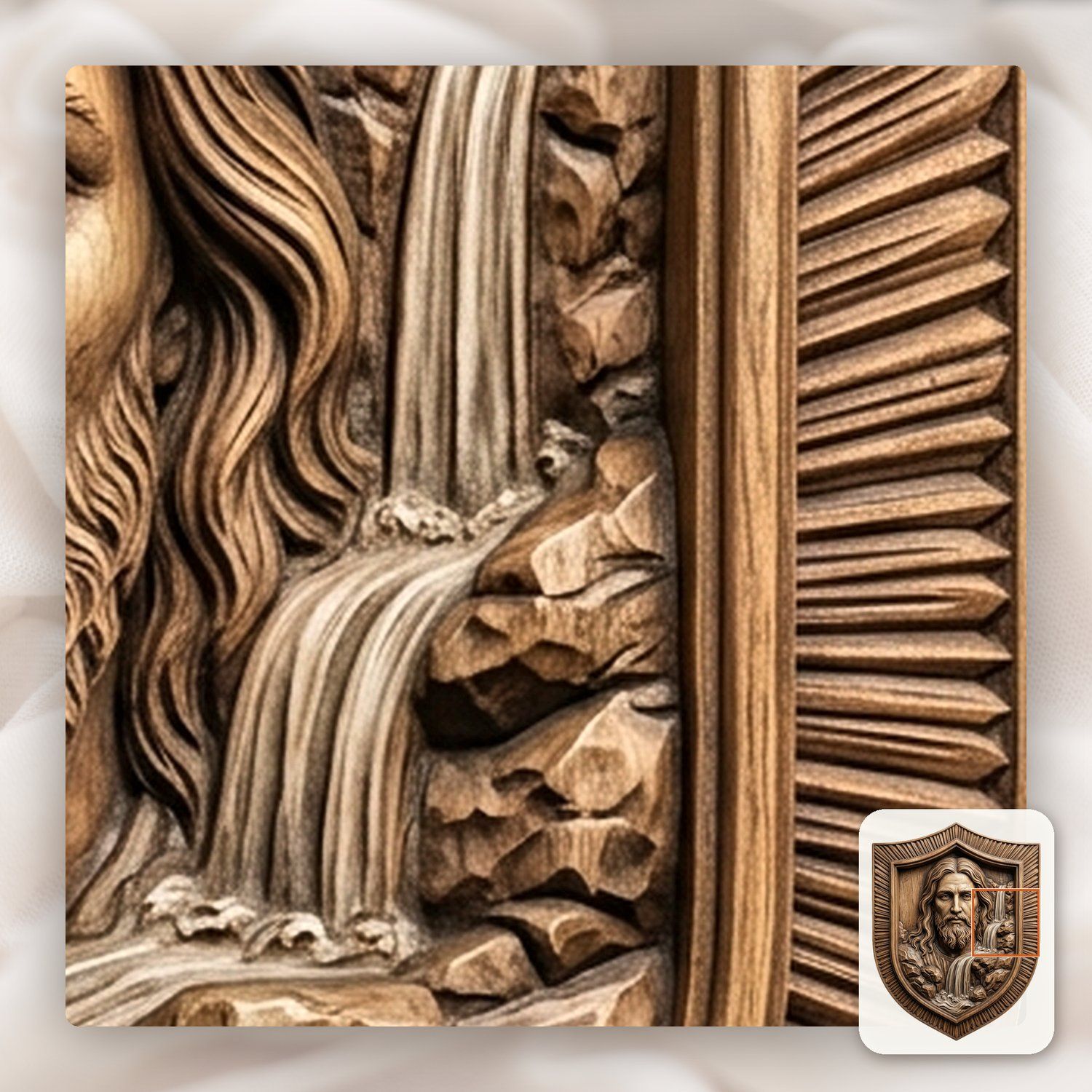 Sacred Jesus Christ Living Water Waterfall Shield CNC Relief STL bas-relief STL — view 12