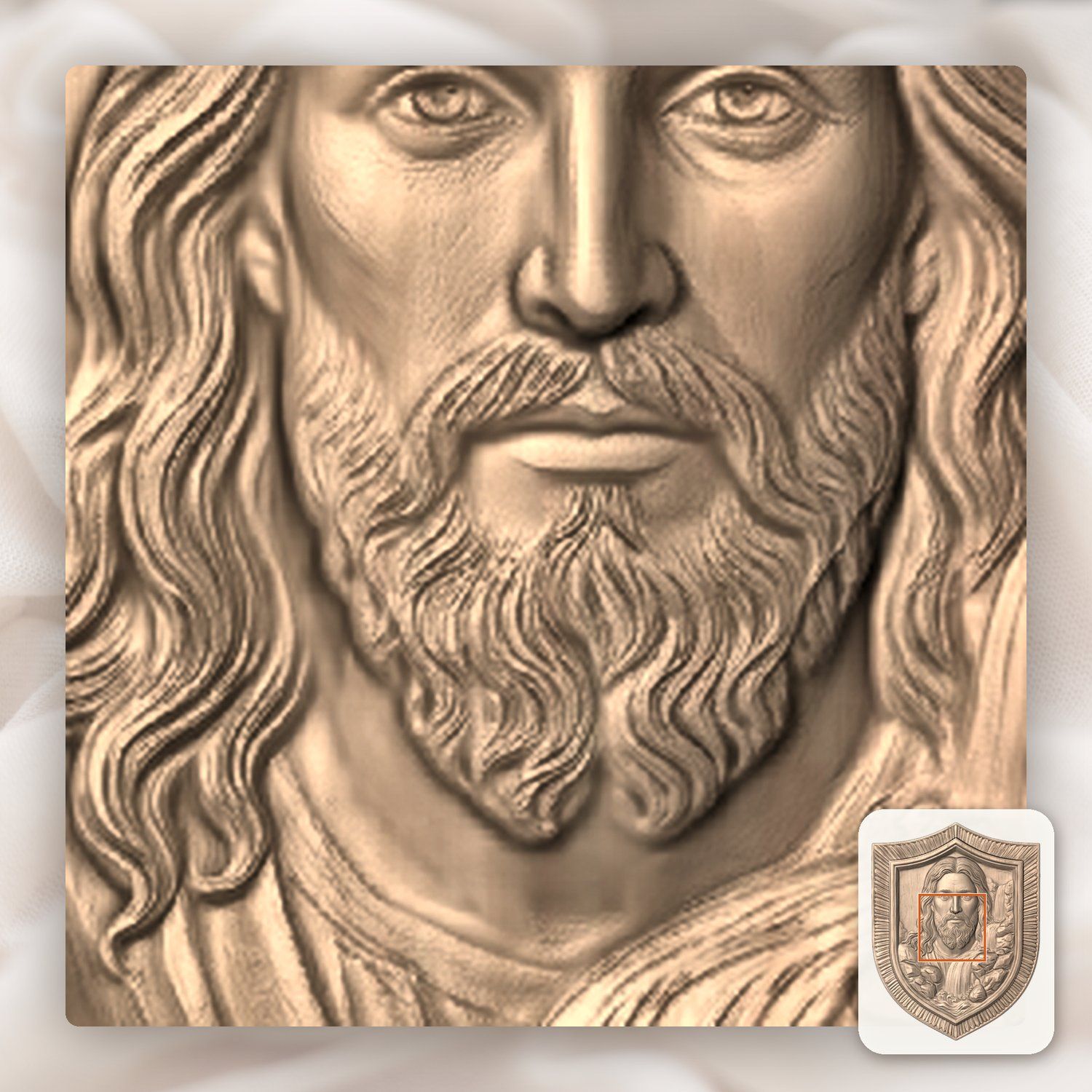 Sacred Jesus Christ Living Water Waterfall Shield CNC Relief STL bas-relief STL — view 7