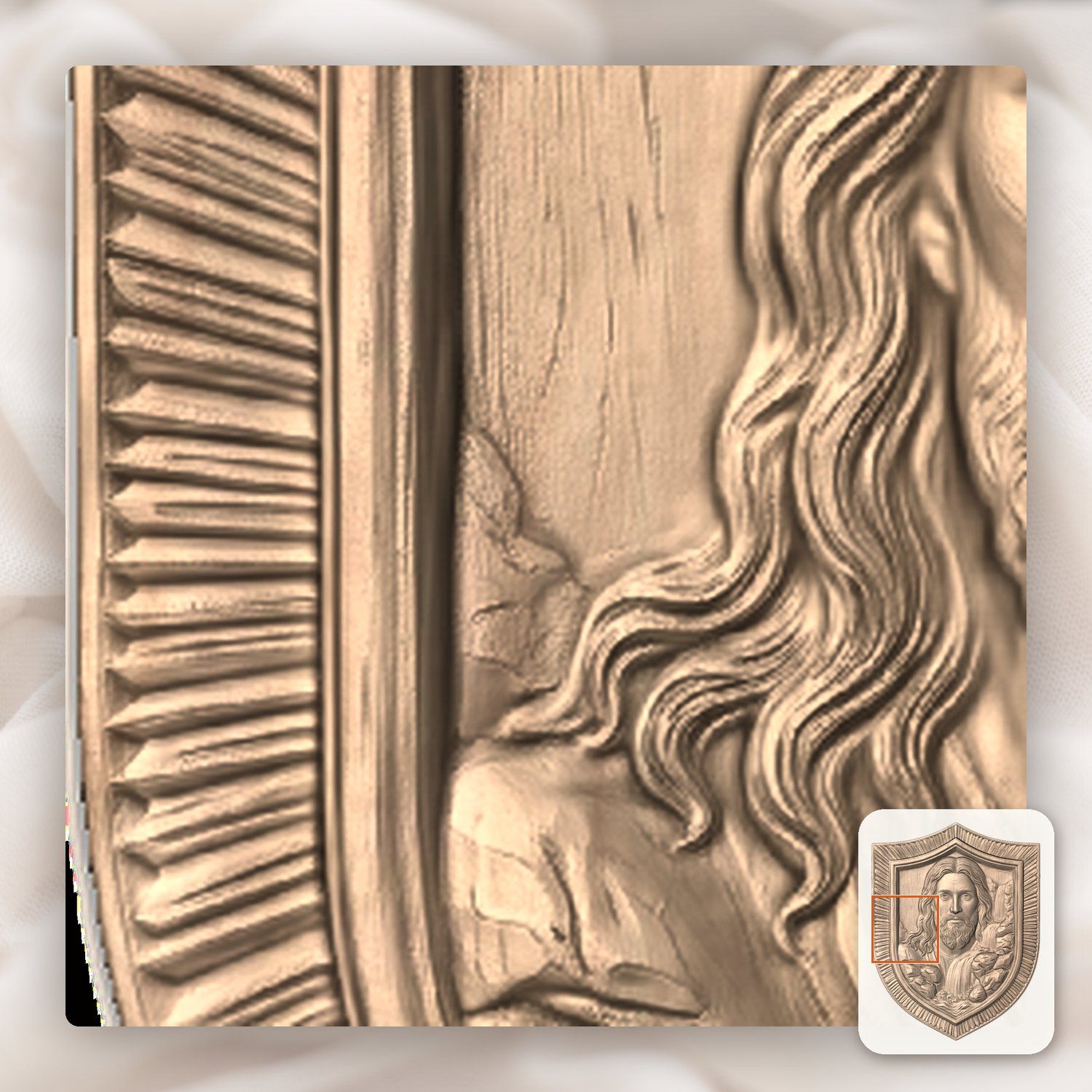 Sacred Jesus Christ Living Water Waterfall Shield CNC Relief STL bas-relief STL — view 8