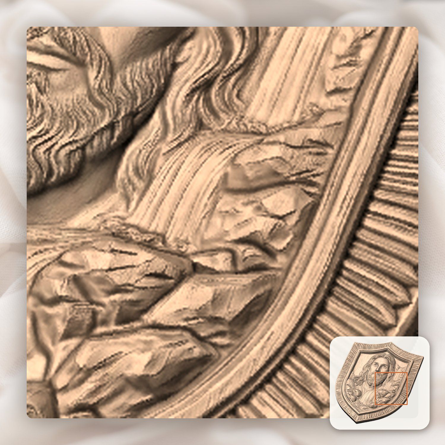 Sacred Jesus Christ Living Water Waterfall Shield CNC Relief STL bas-relief STL — view 9