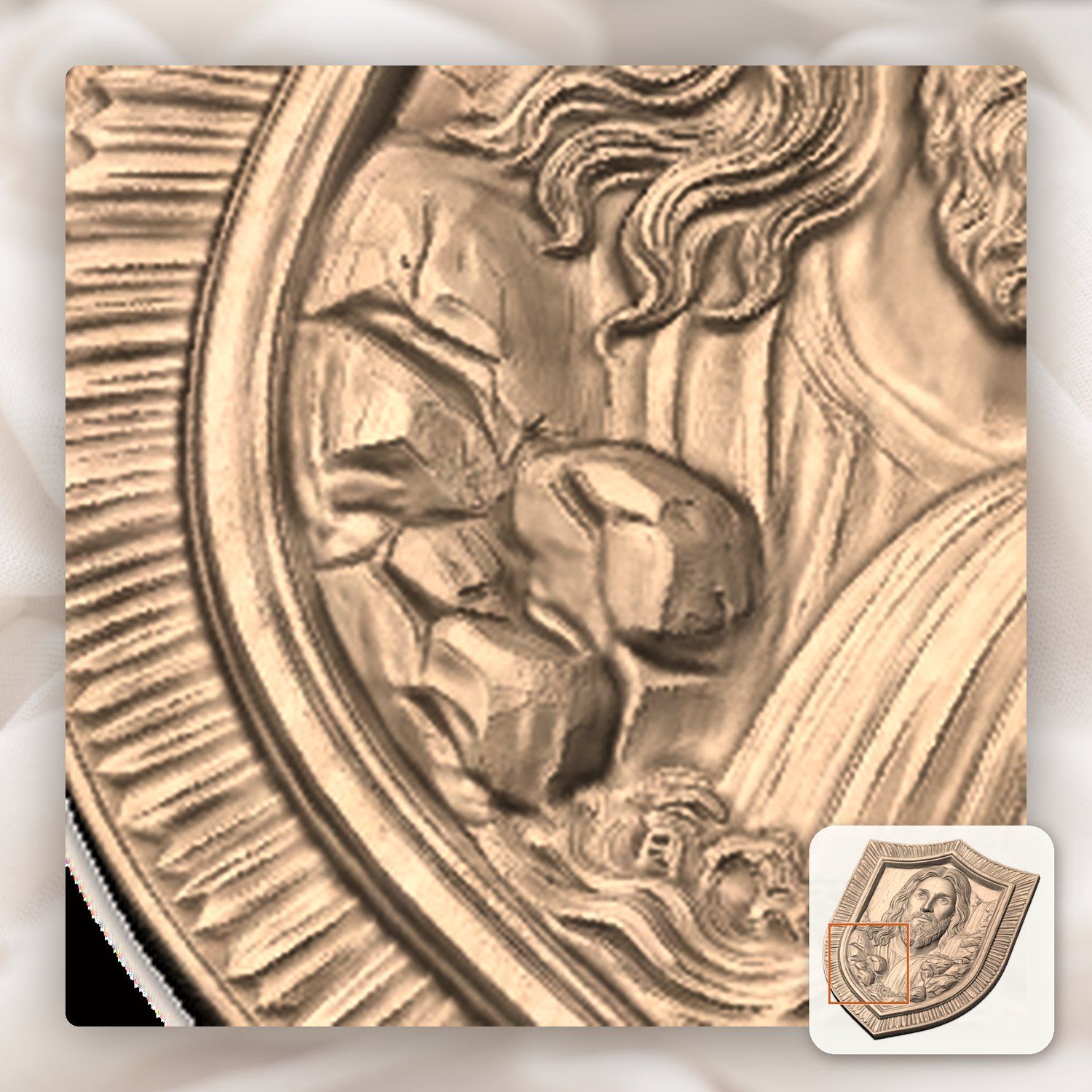 Sacred Jesus Christ Living Water Waterfall Shield CNC Relief STL bas-relief STL — view 10