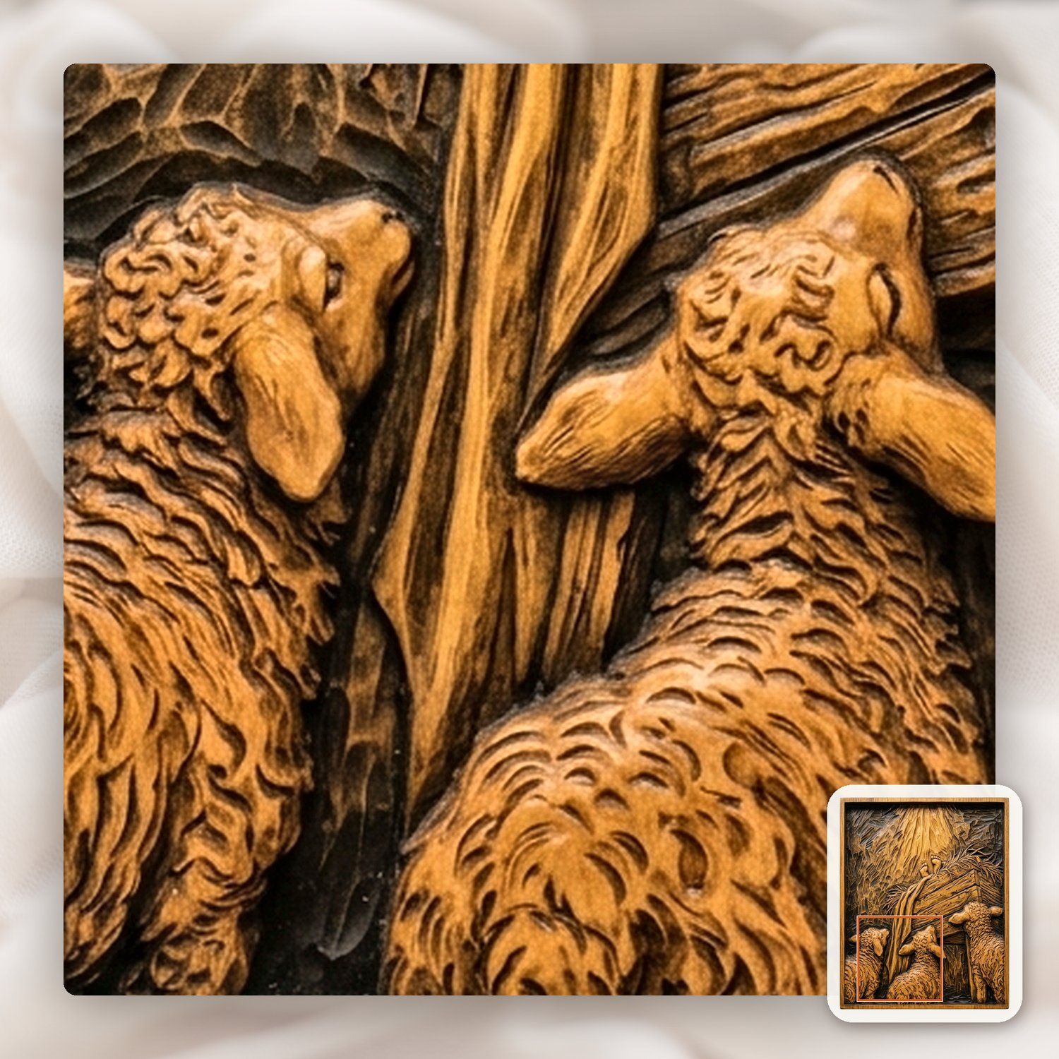Sacred Nativity Manger Scene with Lambs CNC Relief STL bas-relief STL — view 13