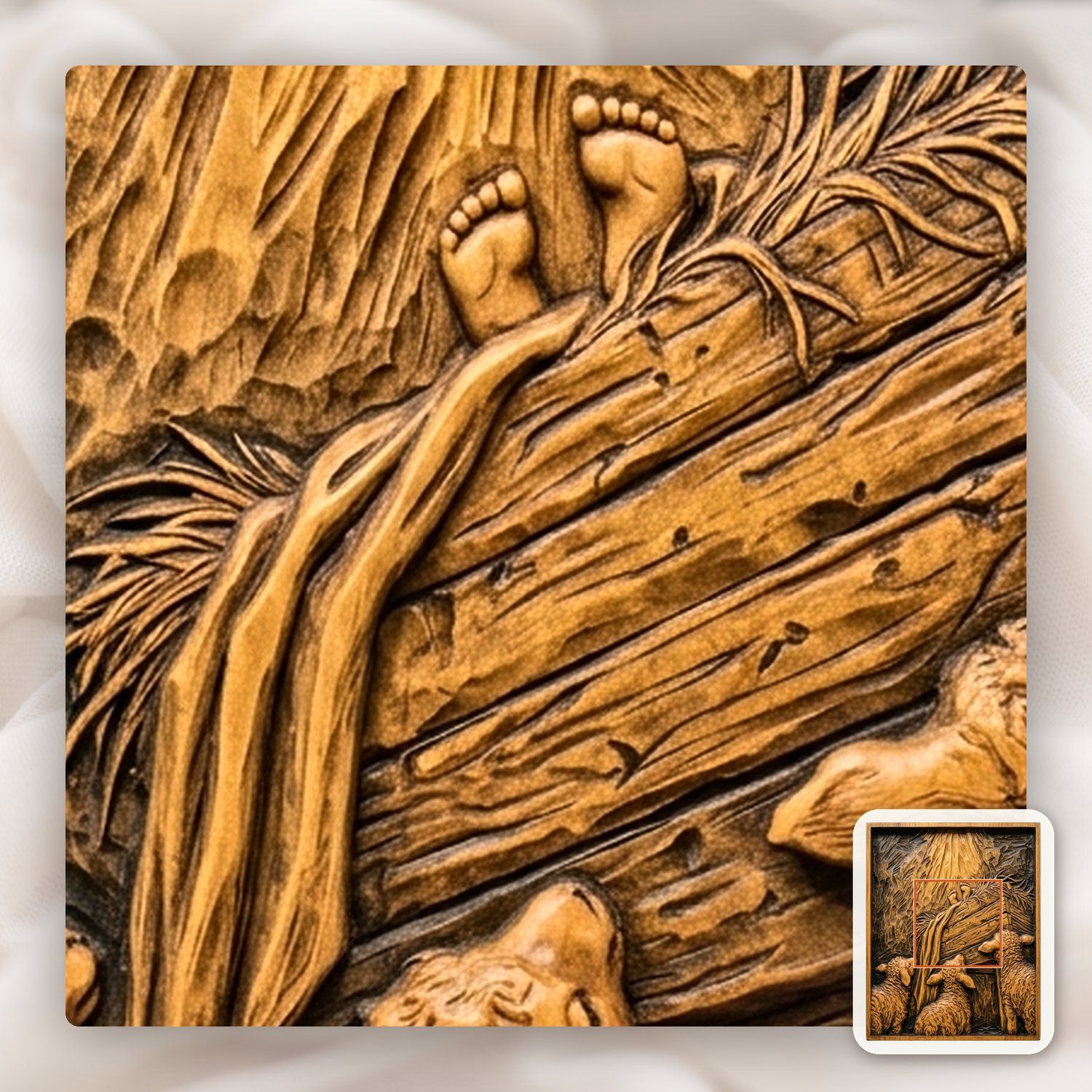 Sacred Nativity Manger Scene with Lambs CNC Relief STL bas-relief STL — view 12