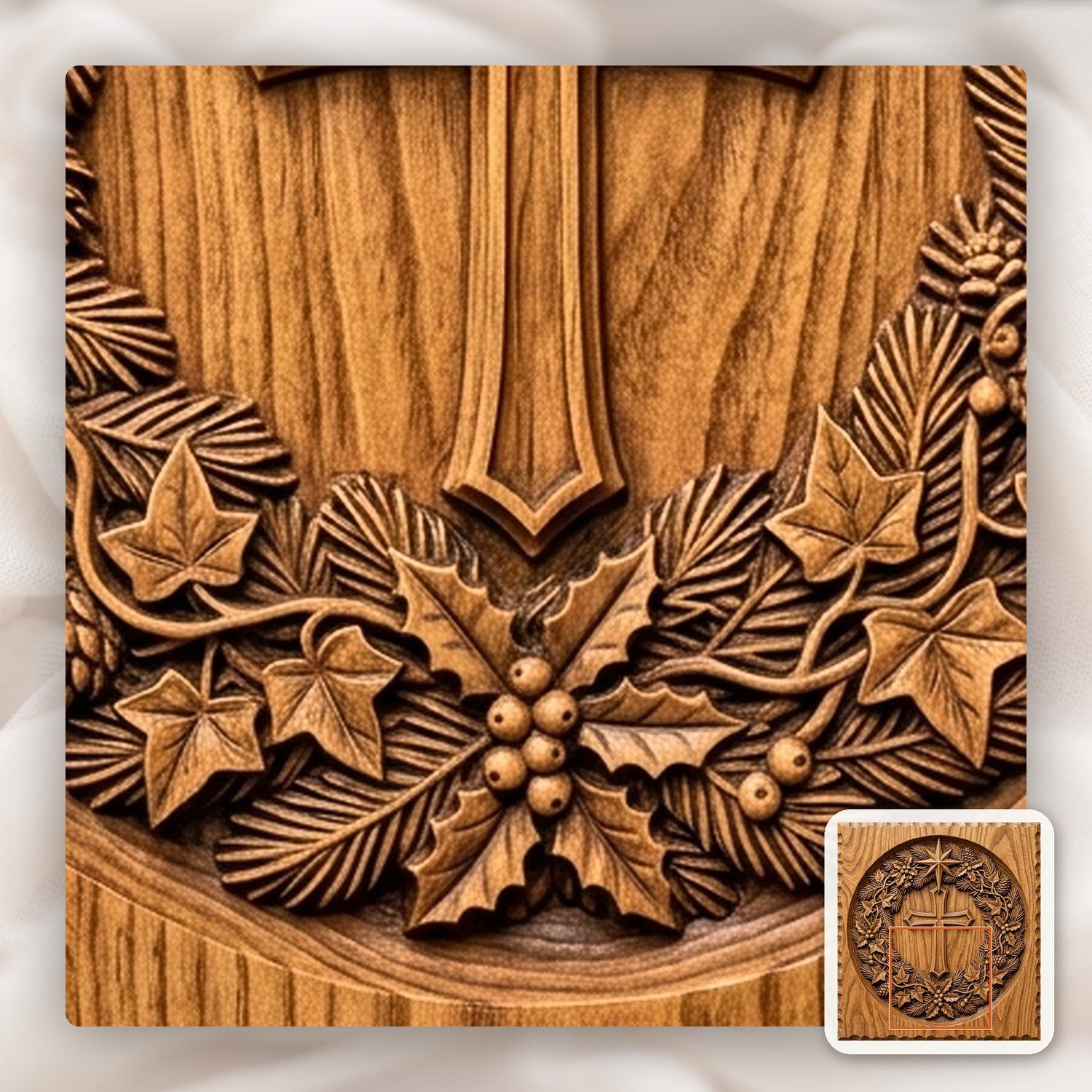 Sacred Nativity Star Cross Wreath CNC Relief STL bas-relief STL — view 11