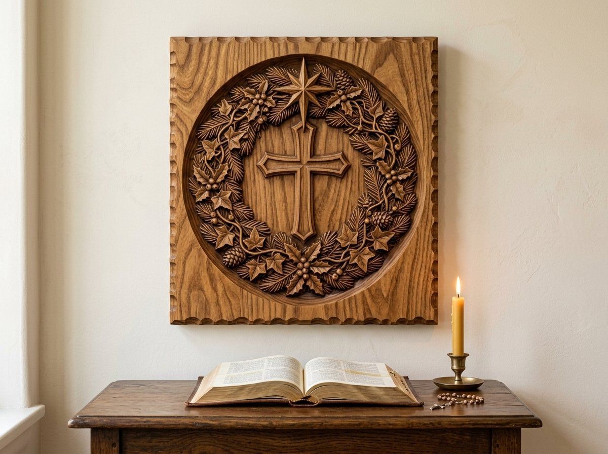Sacred Nativity Star Cross Wreath CNC Relief STL bas-relief STL — view 12