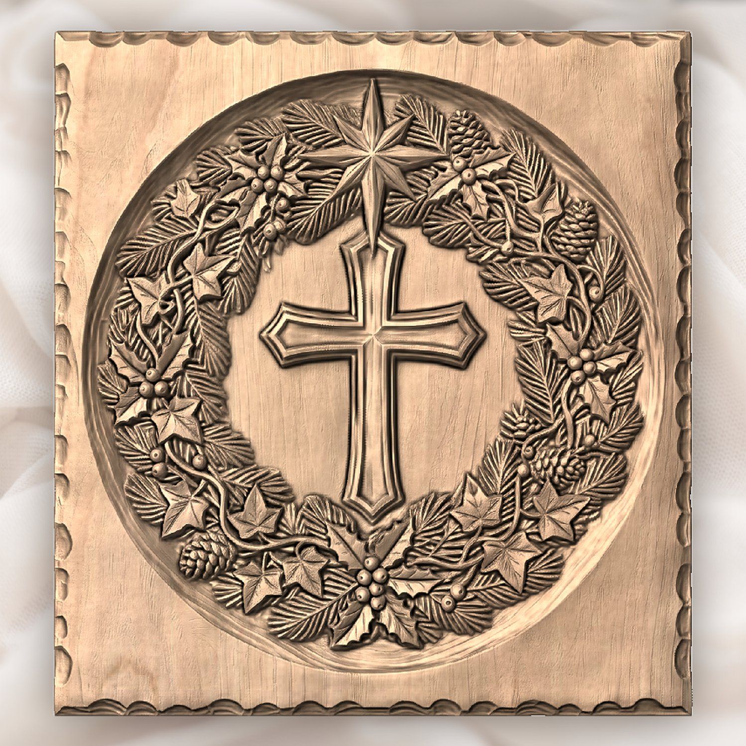 Sacred Nativity Star Cross Wreath CNC Relief STL bas-relief STL — view 4