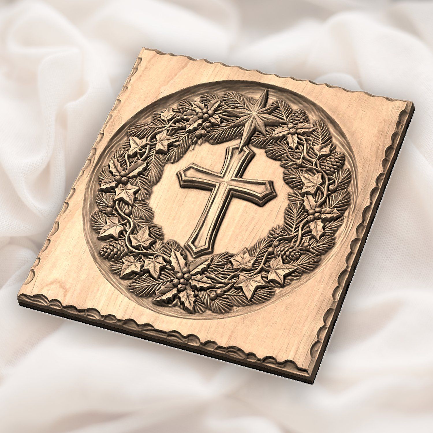 Sacred Nativity Star Cross Wreath CNC Relief STL bas-relief STL — view 5