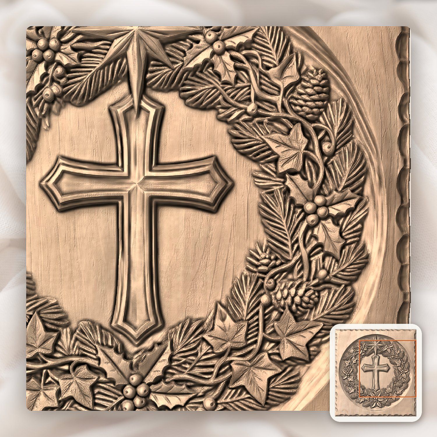 Sacred Nativity Star Cross Wreath CNC Relief STL bas-relief STL — view 6