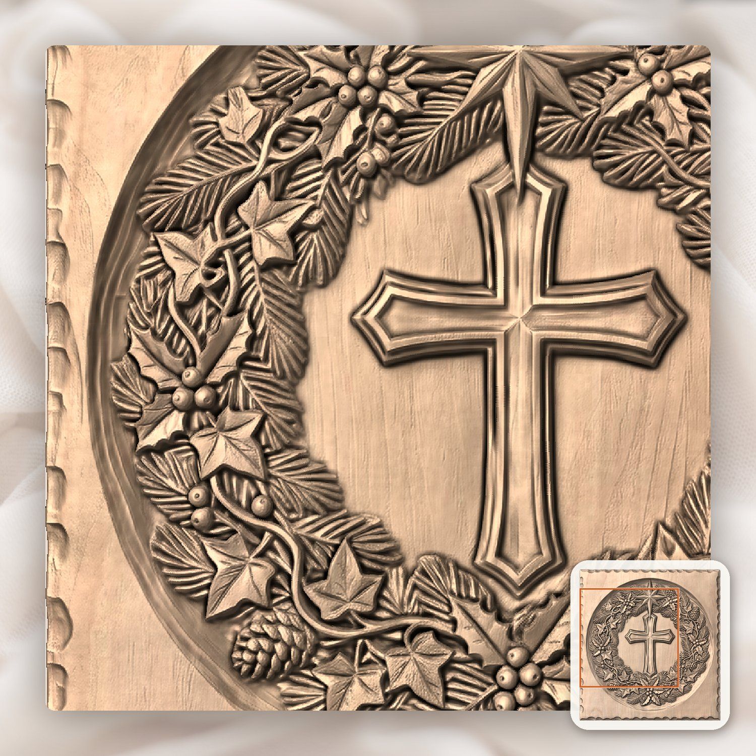 Sacred Nativity Star Cross Wreath CNC Relief STL bas-relief STL — view 7