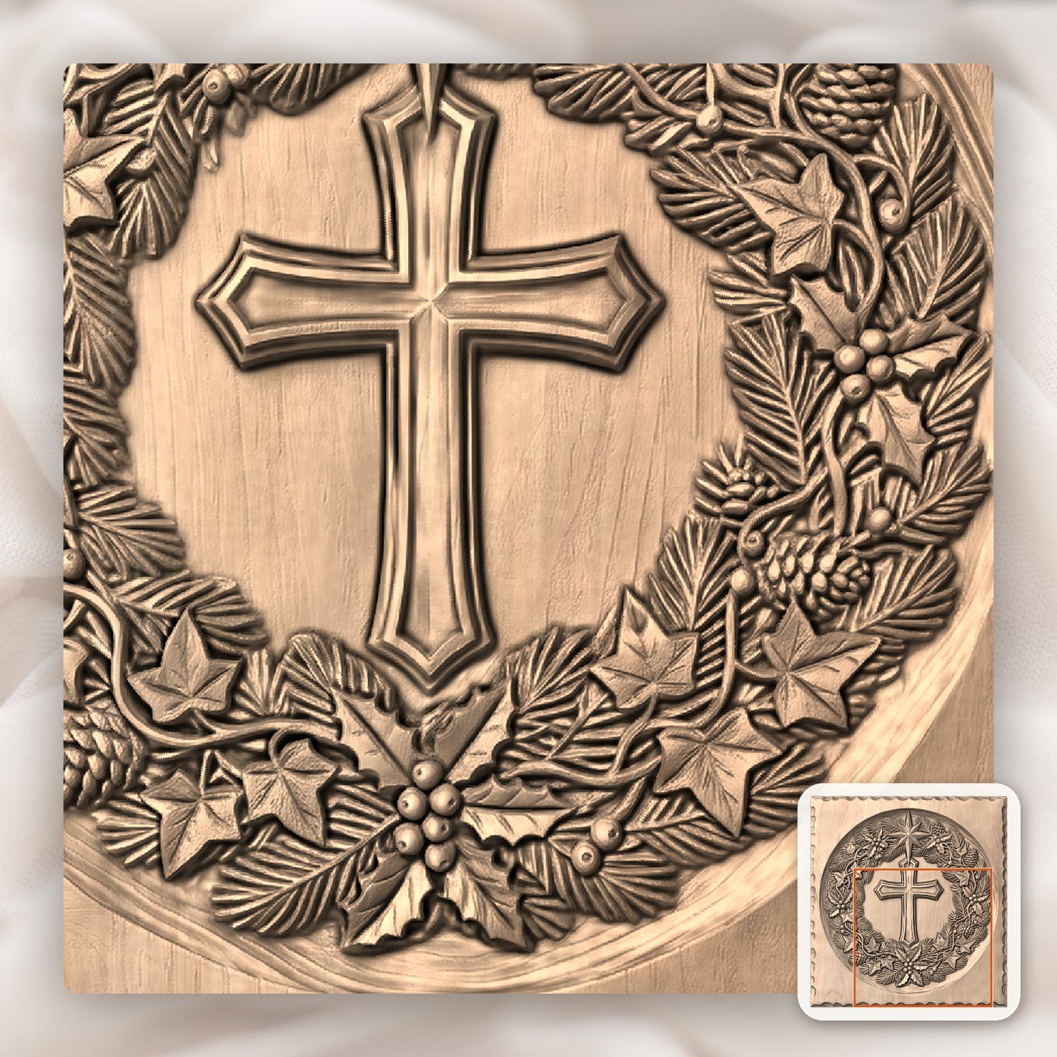 Sacred Nativity Star Cross Wreath CNC Relief STL bas-relief STL — view 8