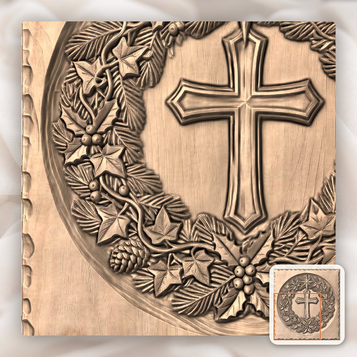 Sacred Nativity Star Cross Wreath CNC Relief STL bas-relief STL — view 9