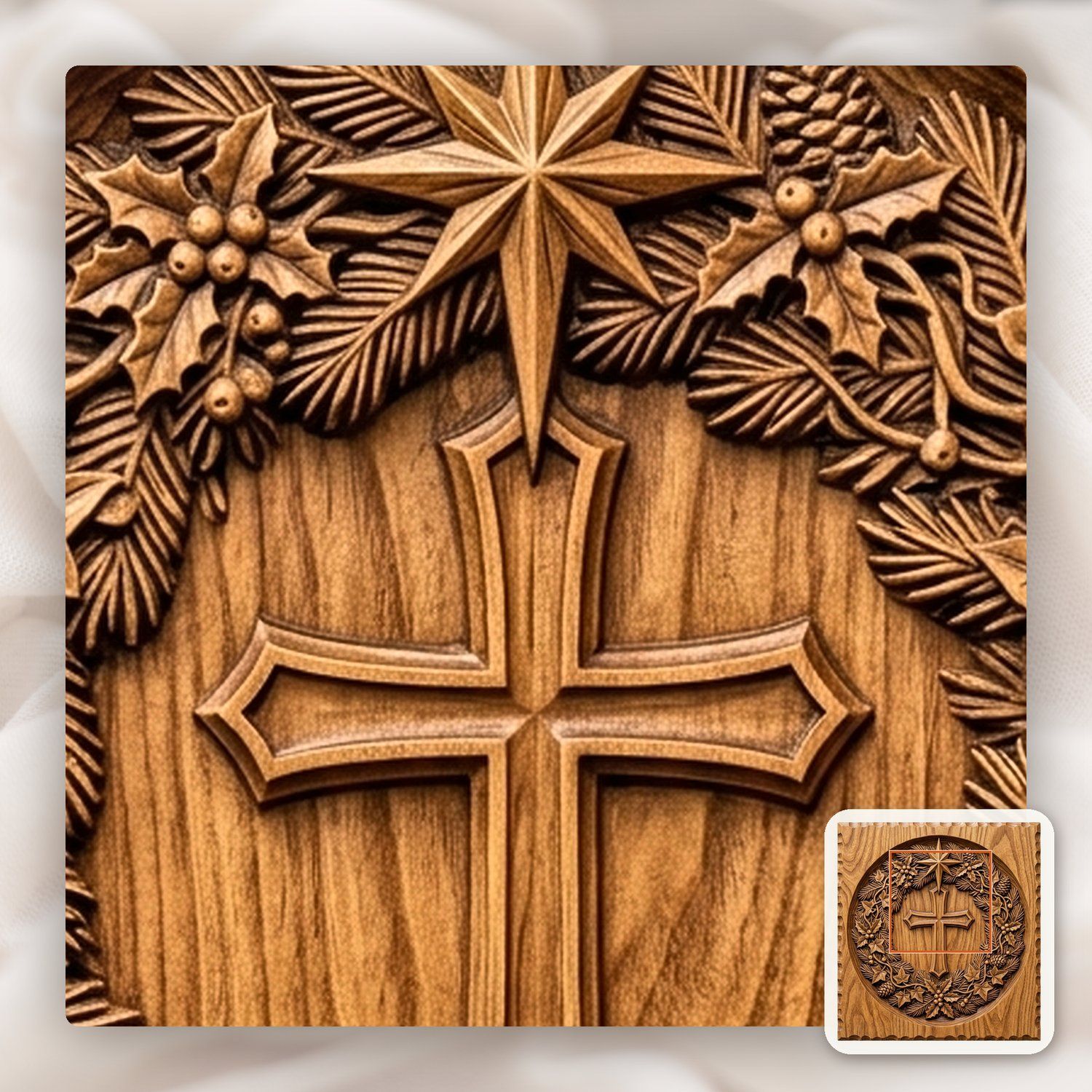Sacred Nativity Star Cross Wreath CNC Relief STL bas-relief STL — view 10