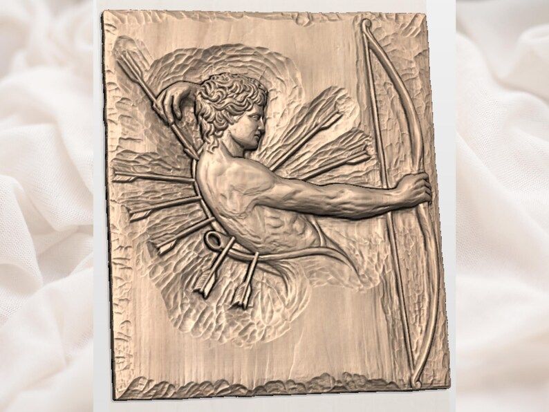 Greek Archer in Mid-Draw Bas-Relief STL for CNC Carving bas-relief STL — view 2