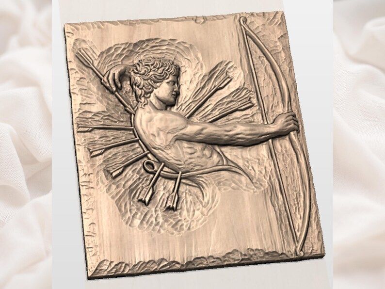 Greek Archer in Mid-Draw Bas-Relief STL for CNC Carving bas-relief STL — view 3