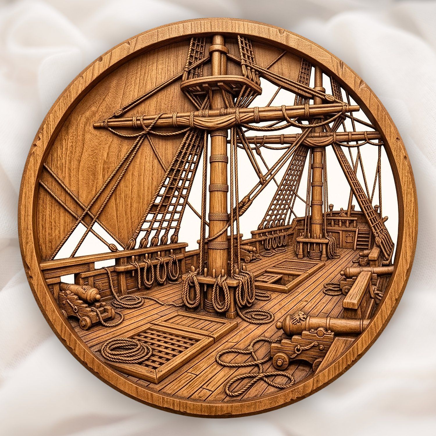Sailing Ship Deck Nautical Scene CNC Relief STL bas-relief STL design