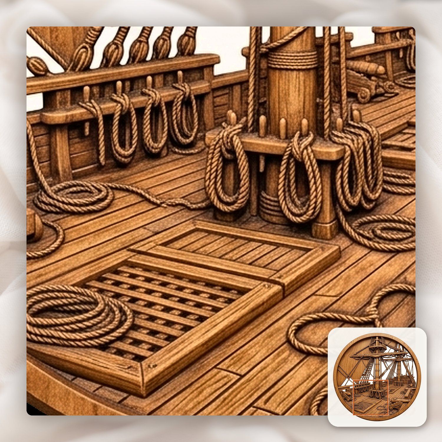 Sailing Ship Deck Nautical Scene CNC Relief STL bas-relief STL — view 11