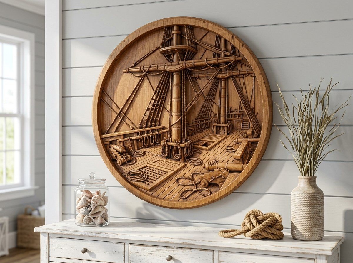 Sailing Ship Deck Nautical Scene CNC Relief STL bas-relief STL — view 13