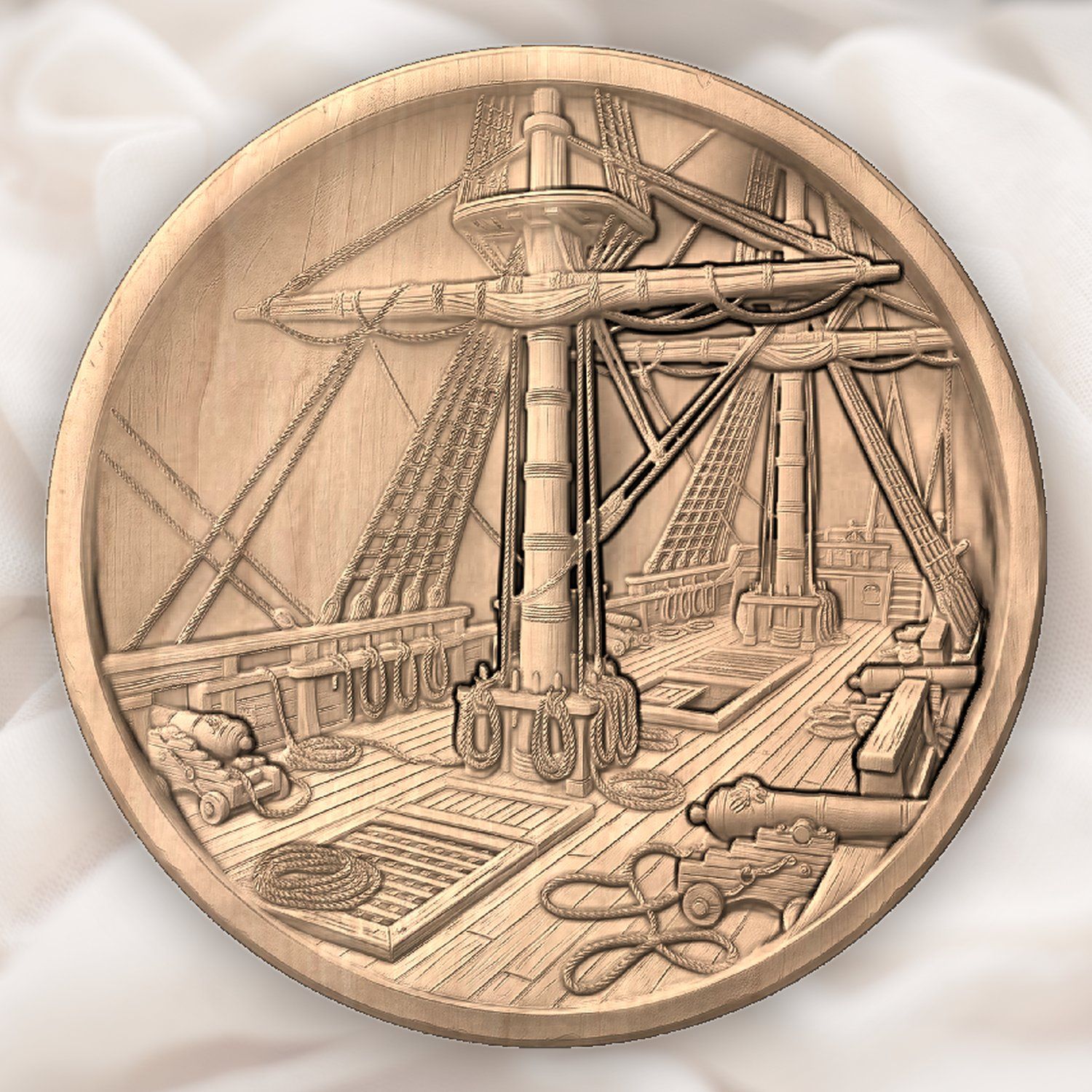Sailing Ship Deck Nautical Scene CNC Relief STL bas-relief STL — view 4