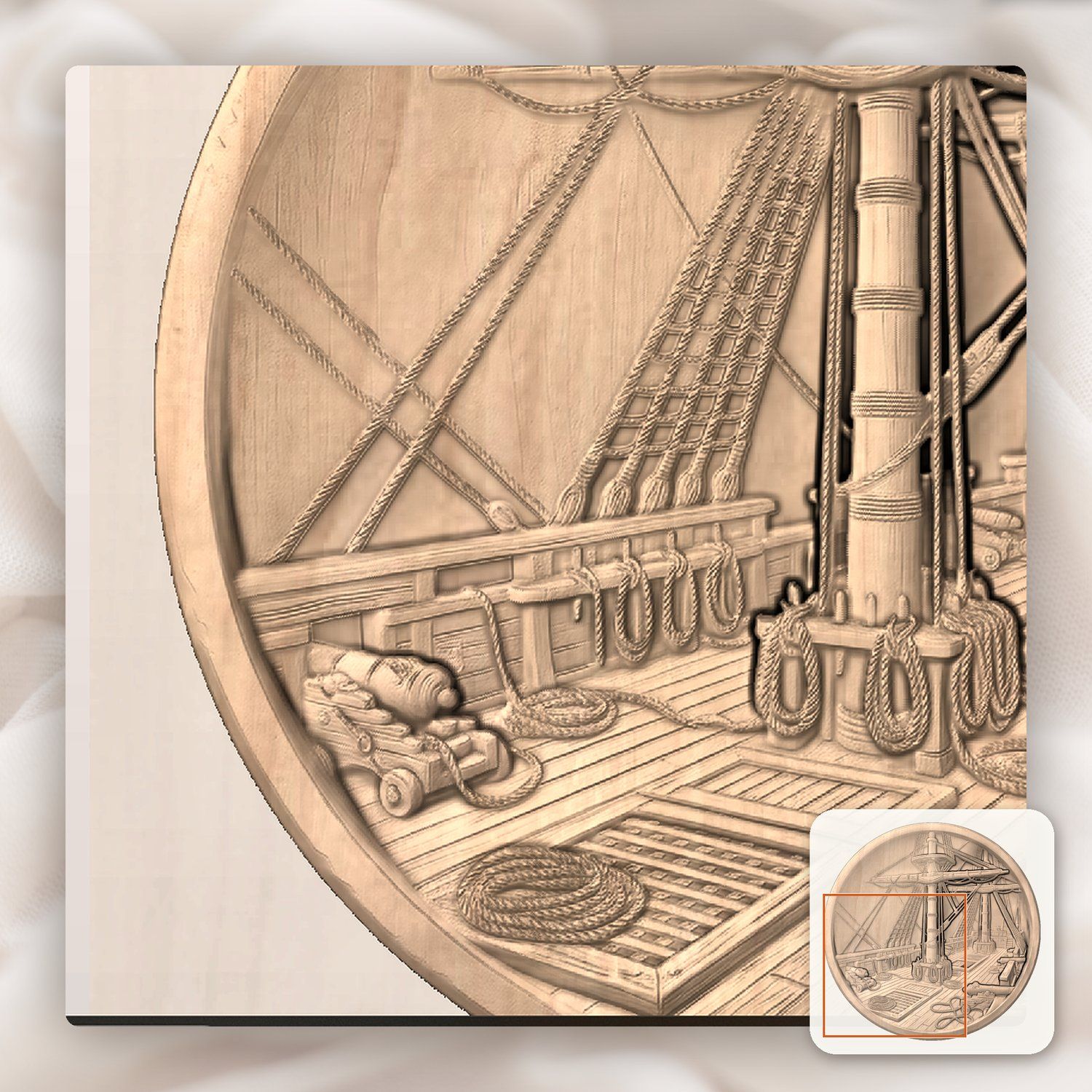 Sailing Ship Deck Nautical Scene CNC Relief STL bas-relief STL — view 9