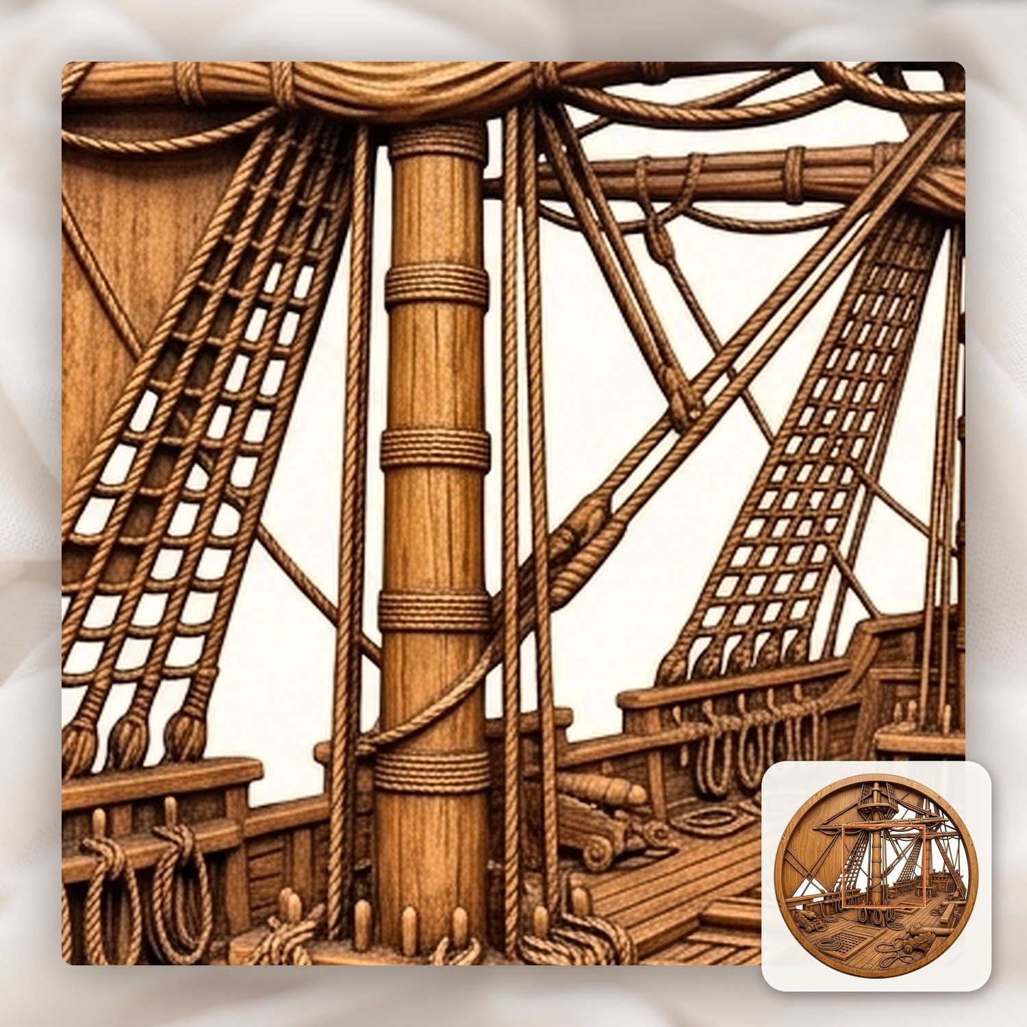 Sailing Ship Deck Nautical Scene CNC Relief STL bas-relief STL — view 10